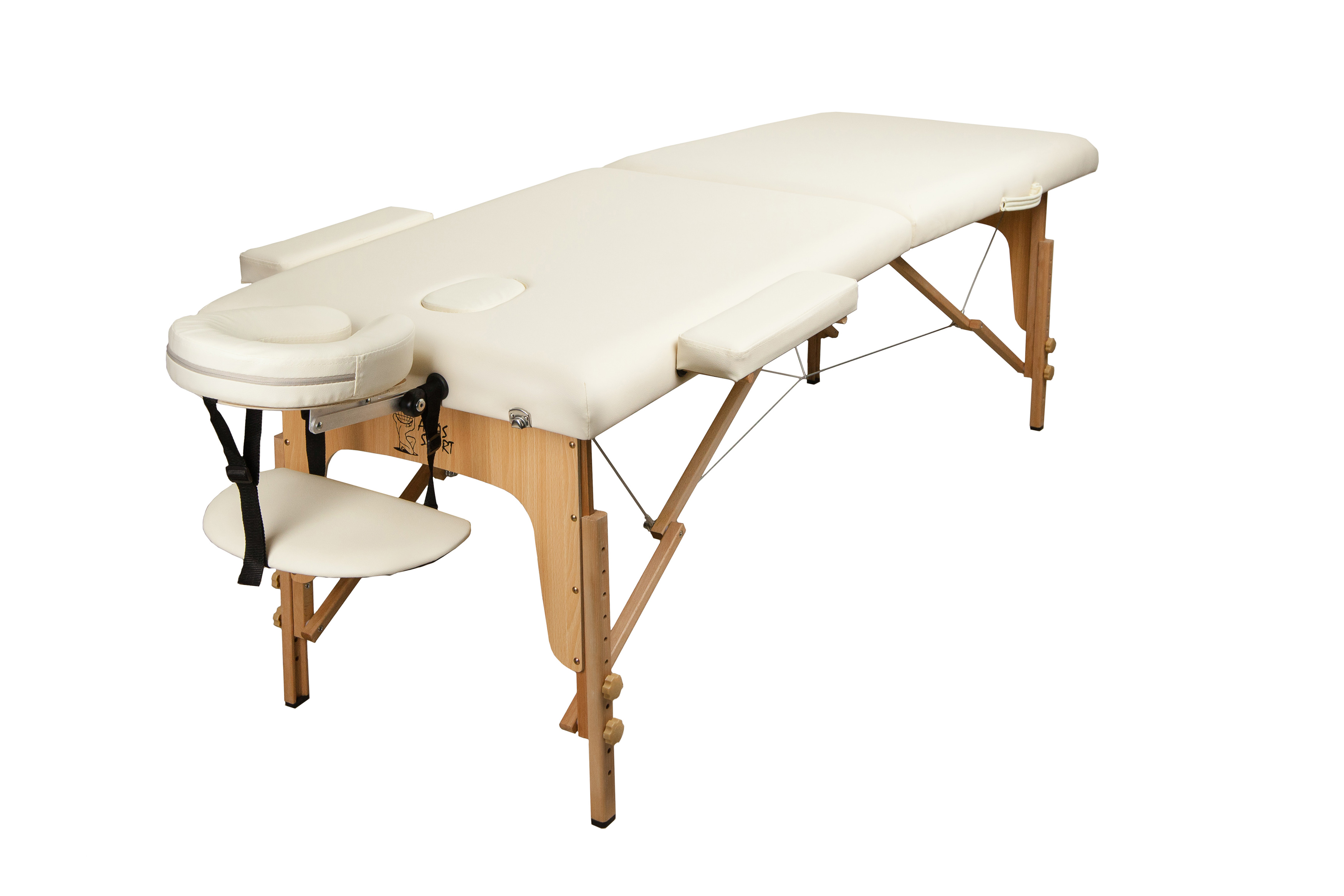 Массажный стол Atlas Sport складной 2-с деревянный 70 см (бежевый) - Injump
